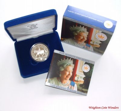 2002 Silver Proof £5 Crown – QE II Golden Jubilee